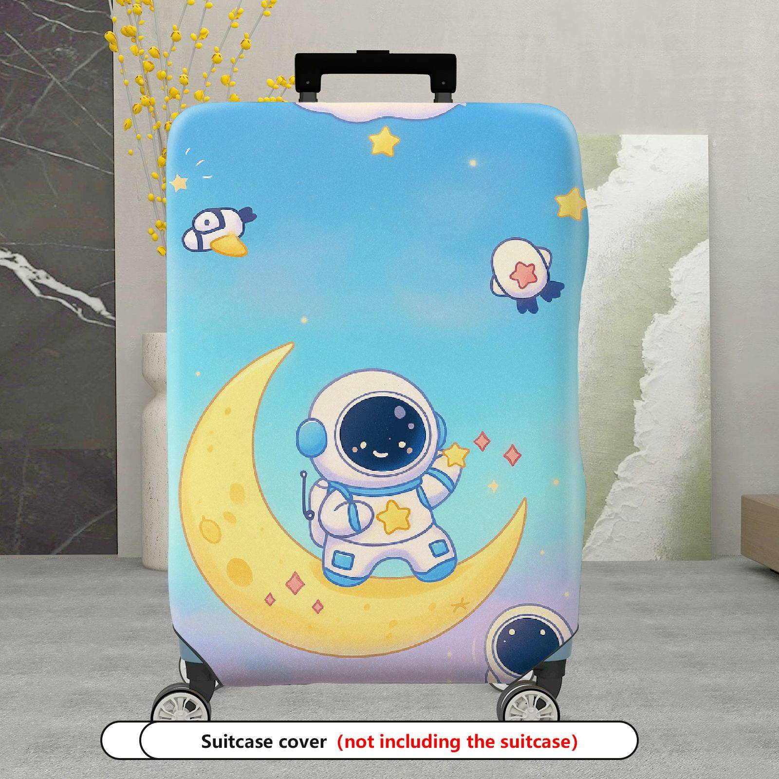 1-Piece Astronaut Moon Star Galaxy  Suitcase Luggage Cover, Stretch Protective Sleeve