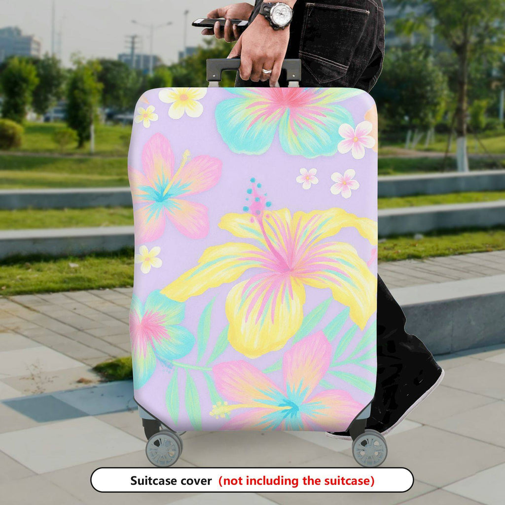 1-Piece Colorful Floral Tropical Vacation Summer Holiday  Suitcase Luggage Cover, Stretch Protective Sleeve