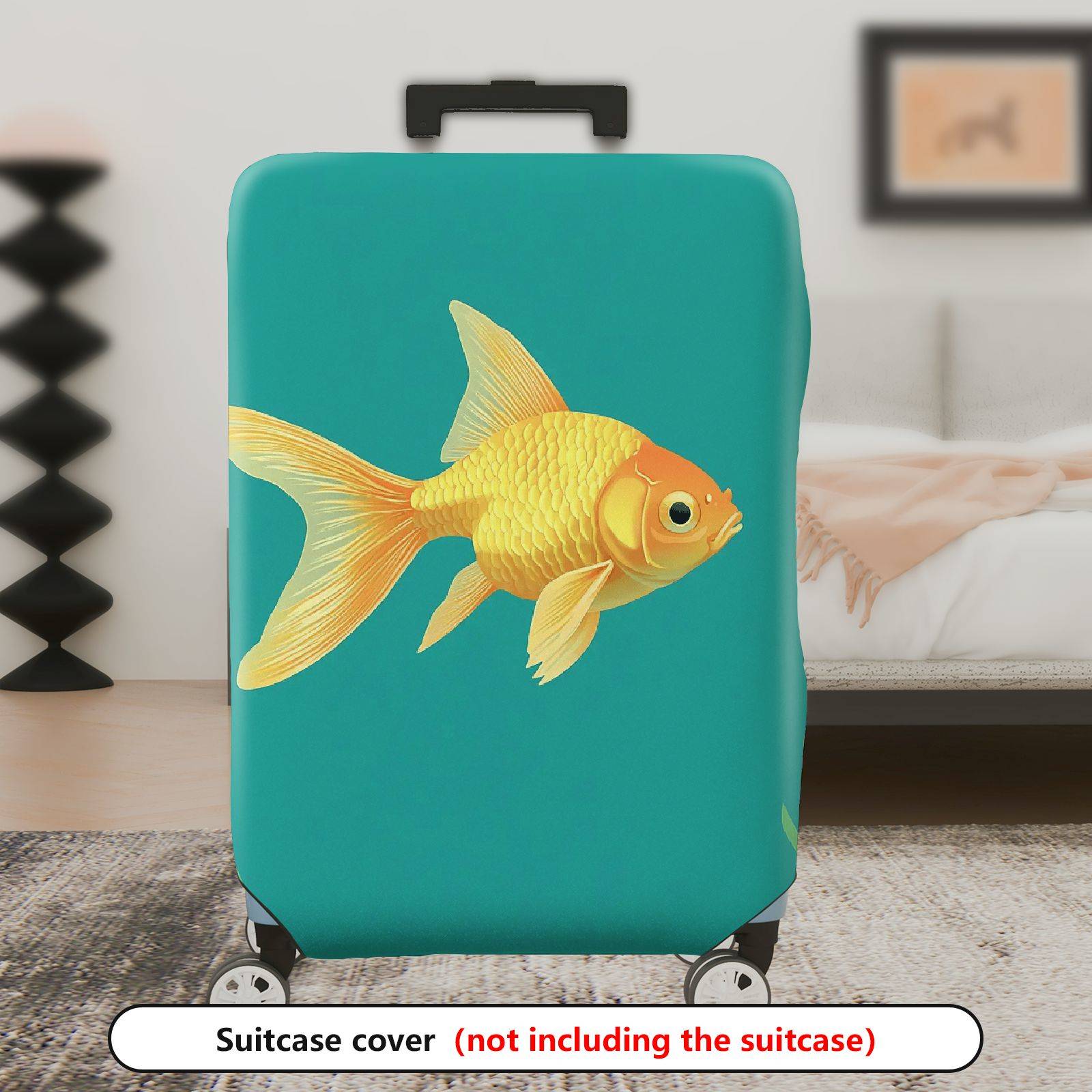 1-Piece Goldfish Aqua Blue Green Cute Animal Sea  Suitcase Luggage Cover, Stretch Protective Sleeve