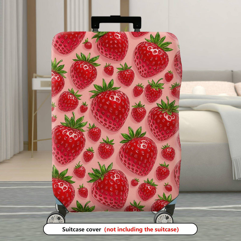 1-Piece Strawberry Red Fruit Fresh Pattern Cute Travel  Suitcase Luggage Cover, Stretch Protective Sleeve