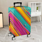 1-Piece Abstract Vivid Colorful Striped Artistic  Suitcase Luggage Cover, Stretch Protective Sleeve