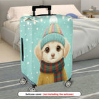 1-Piece Cute Winter Dog Snow Holiday Colorful Scarf  Suitcase Luggage Cover, Stretch Protective Sleeve