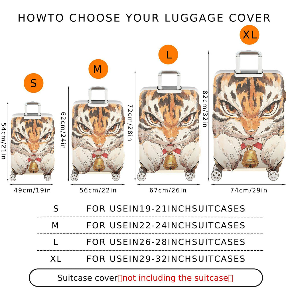 1-Piece Animal Tiger Pattern Protector Bells Ears Whiskers  Suitcase Luggage Cover, Stretch Protective Sleeve