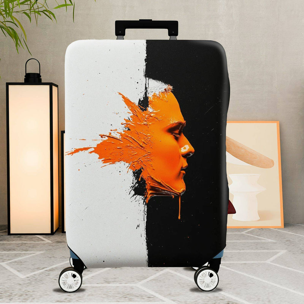 1-Piece Abstract Autumn Leaf Splash Artistic Modern Colorful  Suitcase Luggage Cover, Stretch Protective Sleeve