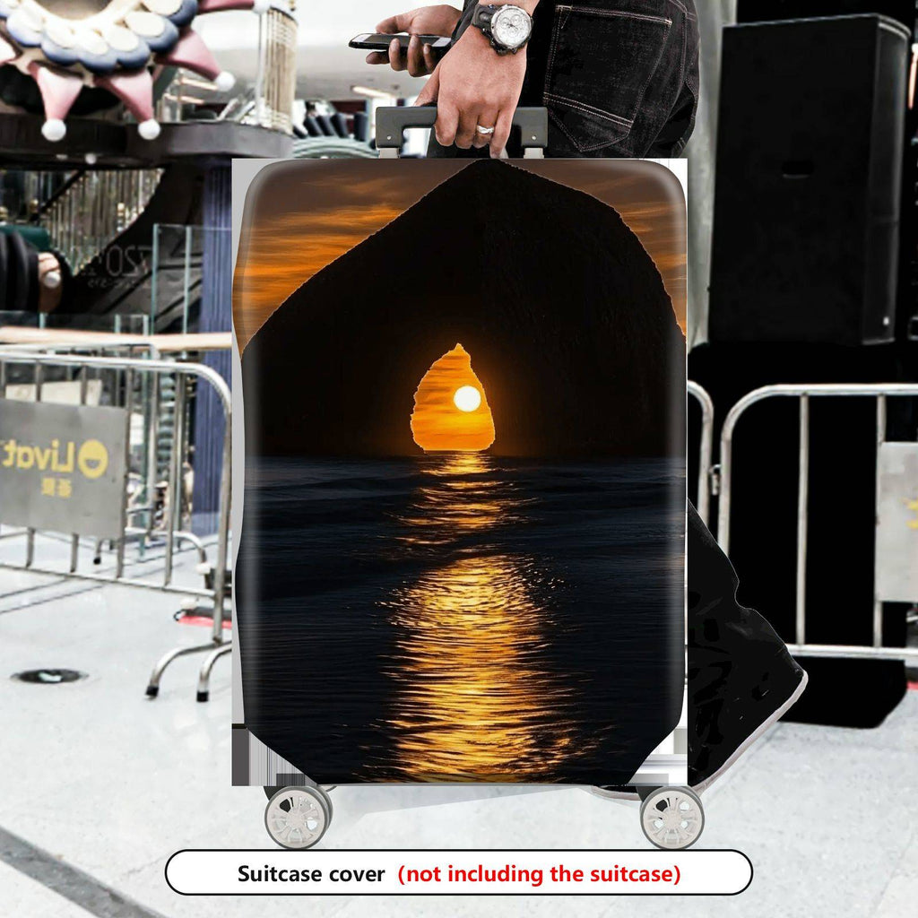1-Piece Sunset Ocean Arch Nature Landscape Scenic Evening  Suitcase Luggage Cover, Stretch Protective Sleeve