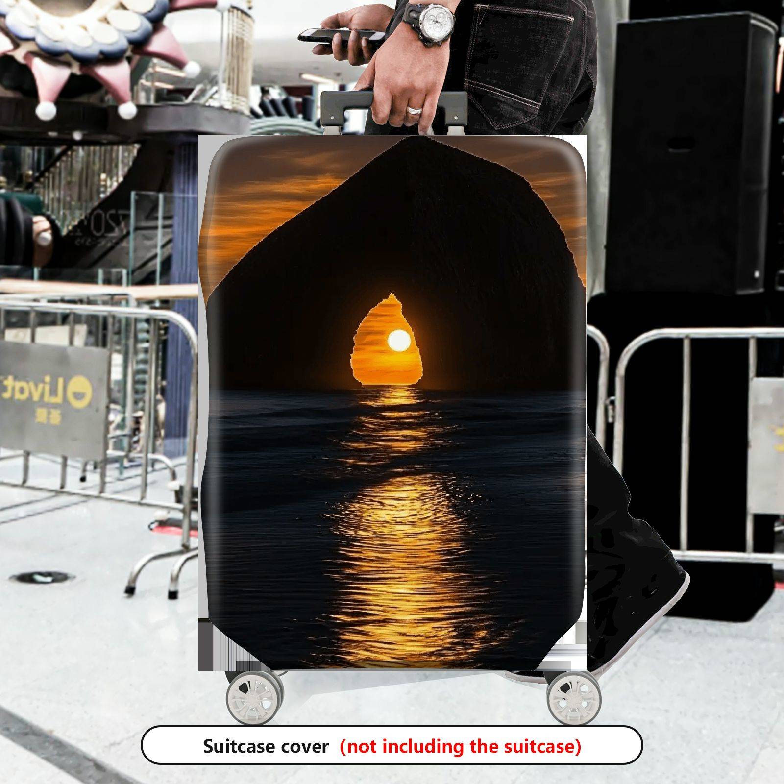 1-Piece Sunset Ocean Arch Nature Landscape Scenic Evening  Suitcase Luggage Cover, Stretch Protective Sleeve