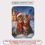 1-Piece Festive Christmas Cute Cat Snow Holiday Winter  Suitcase Luggage Cover, Stretch Protective Sleeve