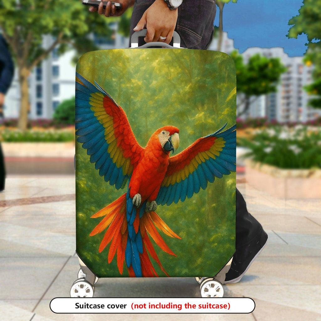 1-Piece Colorful Parrot Jungle Nature Artistic Tropical  Suitcase Luggage Cover, Stretch Protective Sleeve