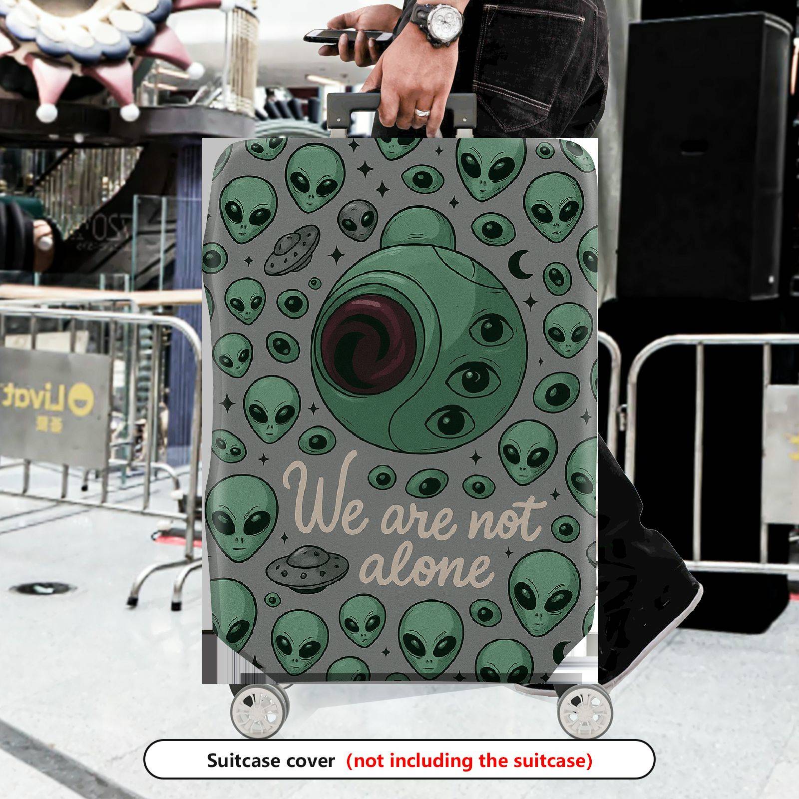 1-Piece Alien  Space Outer World Cosmic  Suitcase Luggage Cover, Stretch Protective Sleeve