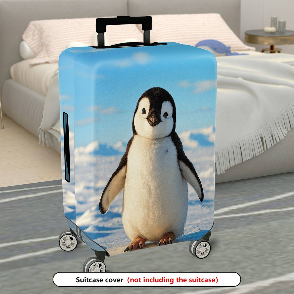 1-Piece Cute Adorable Penguin Snow Winter Travel  Suitcase Luggage Cover, Stretch Protective Sleeve