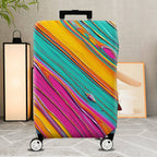 1-Piece Abstract Vivid Colorful Striped Artistic  Suitcase Luggage Cover, Stretch Protective Sleeve