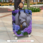 1-Piece Horse Floral Purple Blue  Suitcase Luggage Cover, Stretch Protective Sleeve