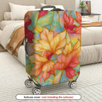 1-Piece Autumn Leaves Vibrant Colorful Artistic Fall Theme  Suitcase Luggage Cover, Stretch Protective Sleeve
