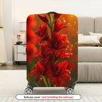 1-Piece Red Floral Sunset Dewy Glow Elegant Artistic  Suitcase Luggage Cover, Stretch Protective Sleeve