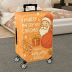 1-Piece Christmas Santa Claus Gingerbread Gift Joyful Holiday  Suitcase Luggage Cover, Stretch Protective Sleeve