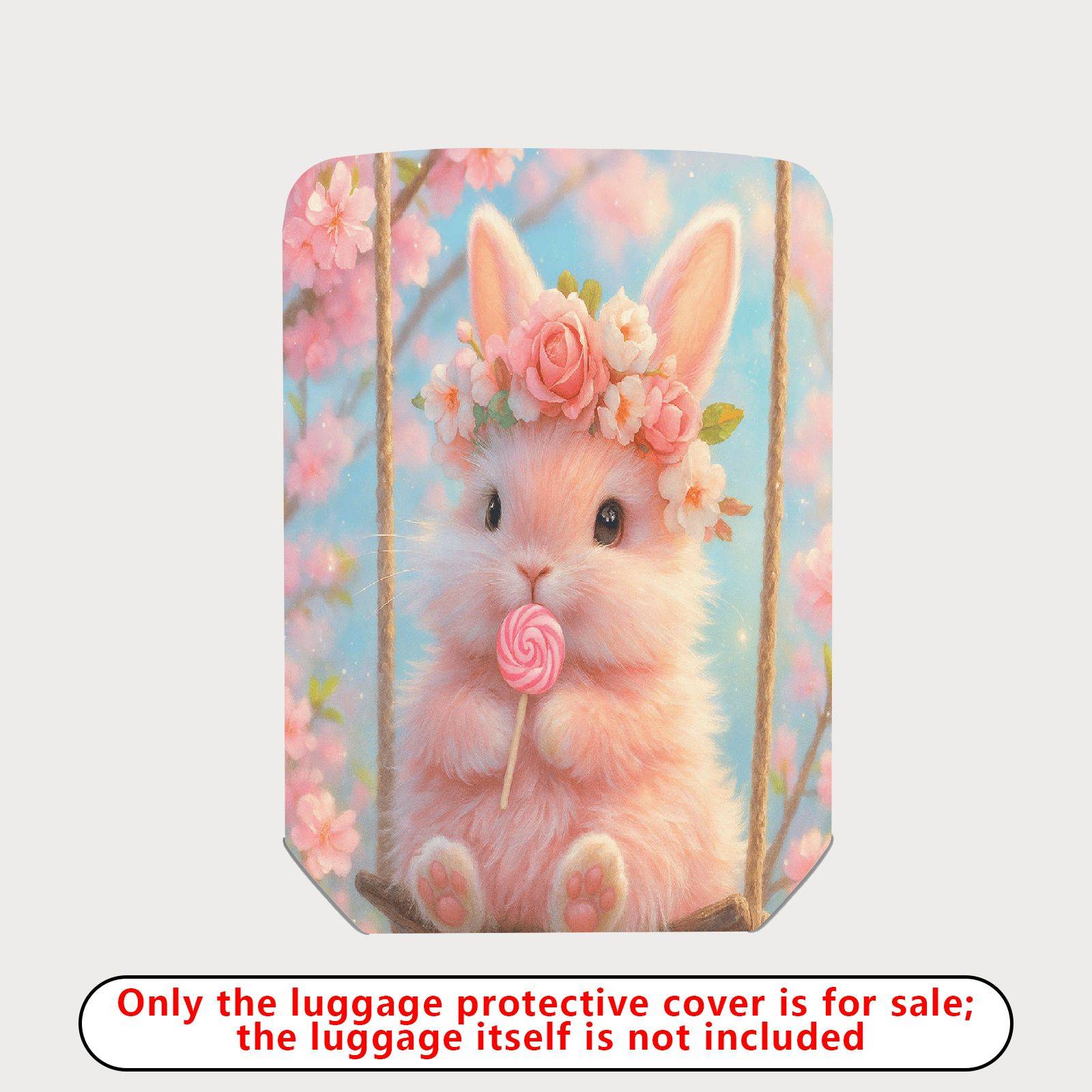 1-Piece Cute Floral Bunny Candy Swing Pastel  Suitcase Luggage Cover, Stretch Protective Sleeve