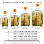 1-Piece Cat Floral Nature Vibrant Artistic Cute  Suitcase Luggage Cover, Stretch Protective Sleeve