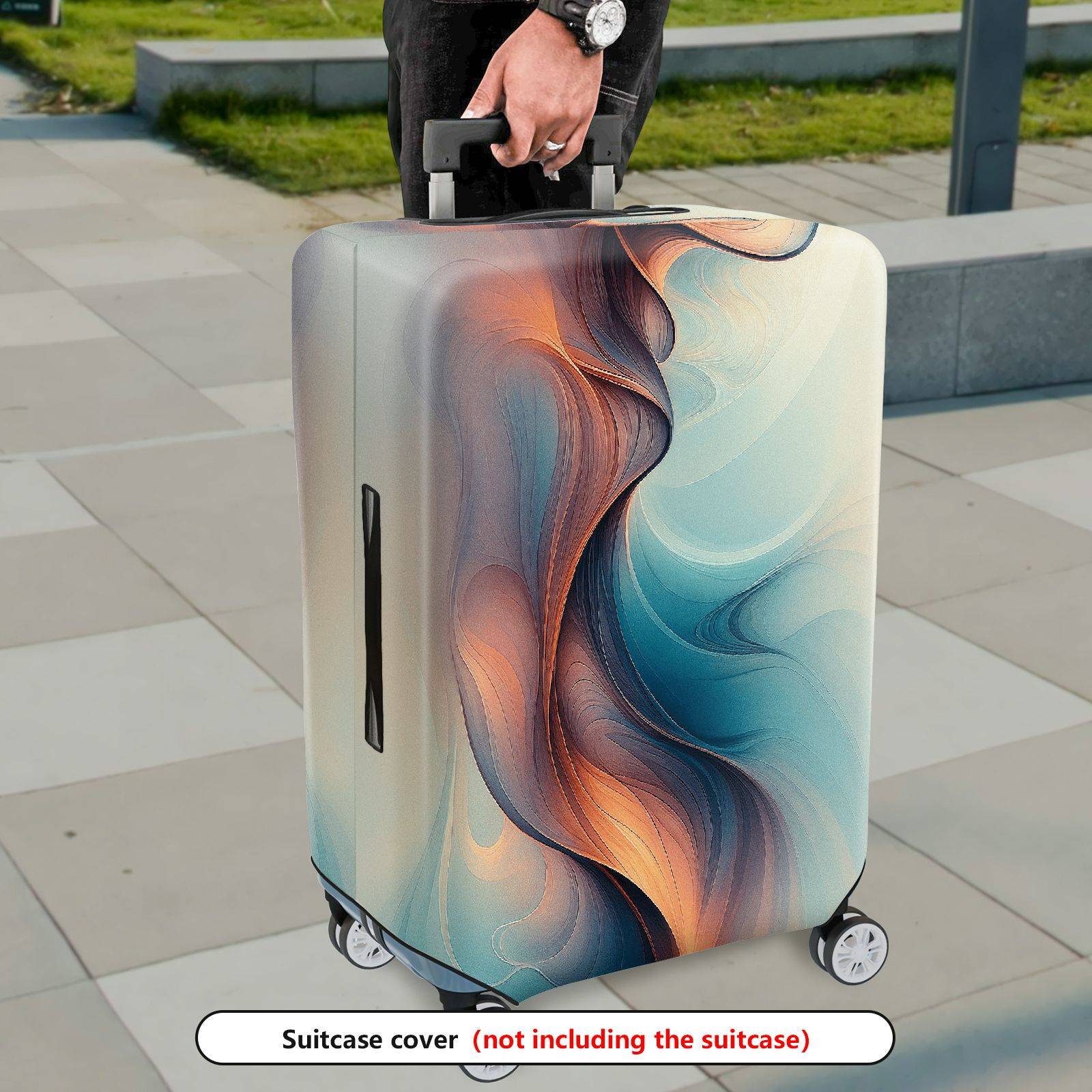 1-Piece Abstract Swirl Gradient Artistic Colorful Sleek  Suitcase Luggage Cover, Stretch Protective Sleeve