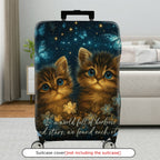 1-Piece Starry Night Cat Butterfly Floral Romantic  Suitcase Luggage Cover, Stretch Protective Sleeve