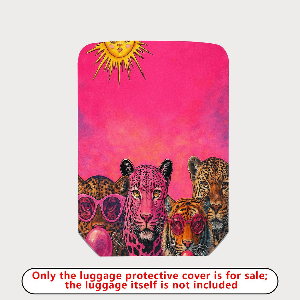 1-Piece Sun Leopard Tiger Pink Vibrant Artistic  Suitcase Luggage Cover, Stretch Protective Sleeve