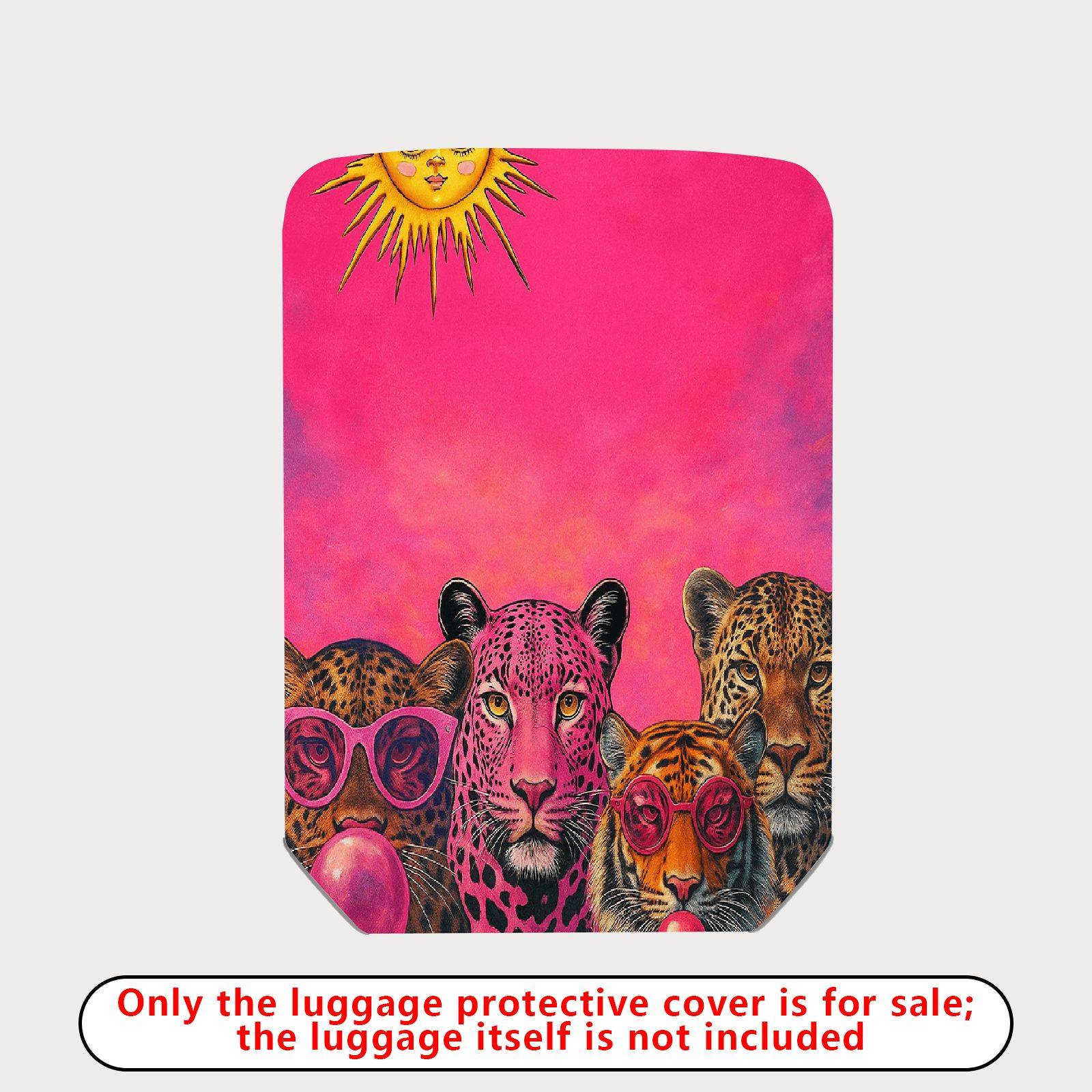 1-Piece Sun Leopard Tiger Pink Vibrant Artistic  Suitcase Luggage Cover, Stretch Protective Sleeve