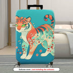 1-Piece Tiger Floral Artistic Colorful Eye-catching Unique  Suitcase Luggage Cover, Stretch Protective Sleeve