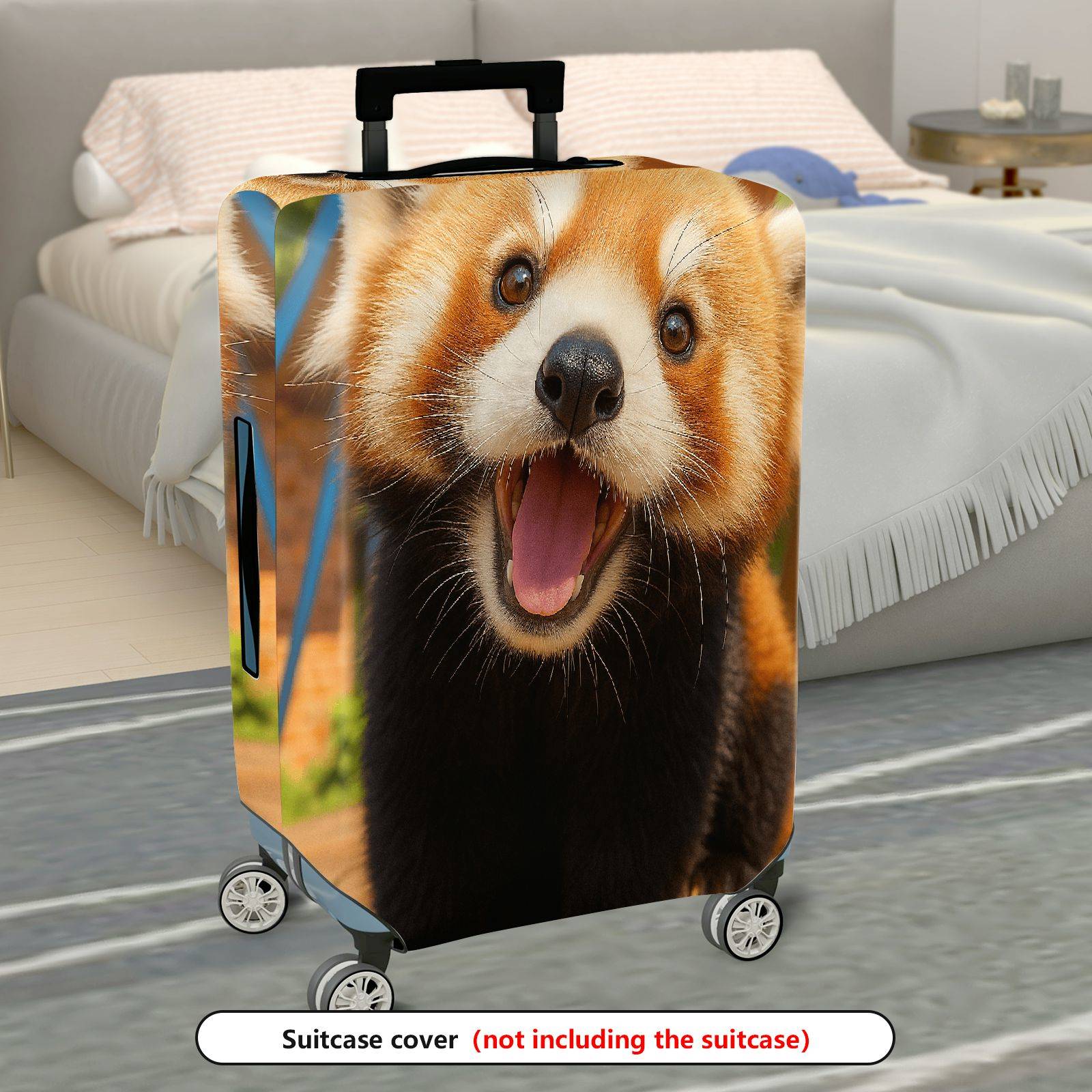1-Piece Cute Red Panda Animal Fun Cover Happy Travel  Suitcase Luggage Cover, Stretch Protective Sleeve