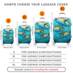 1-Piece Ocean Fish Blue Artistic Vibrant Sea Life Travel  Suitcase Luggage Cover, Stretch Protective Sleeve