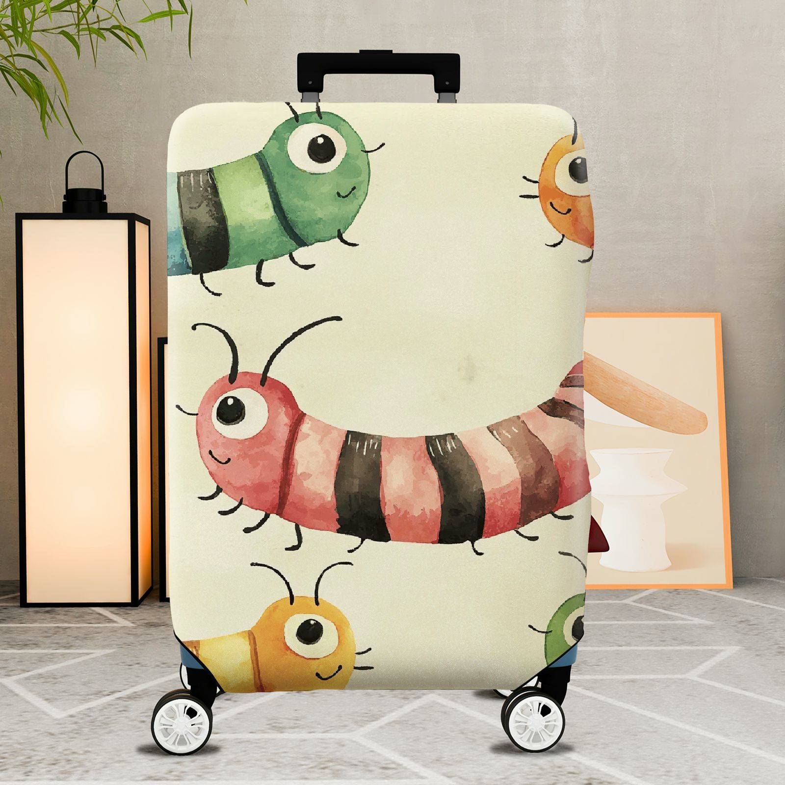 1-Piece Colorful Cute  Caterpillar Animal Fun Playful  Suitcase Luggage Cover, Stretch Protective Sleeve