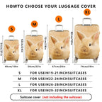 1-Piece Cute Bunny Animal Nature Beige Soft  Suitcase Luggage Cover, Stretch Protective Sleeve