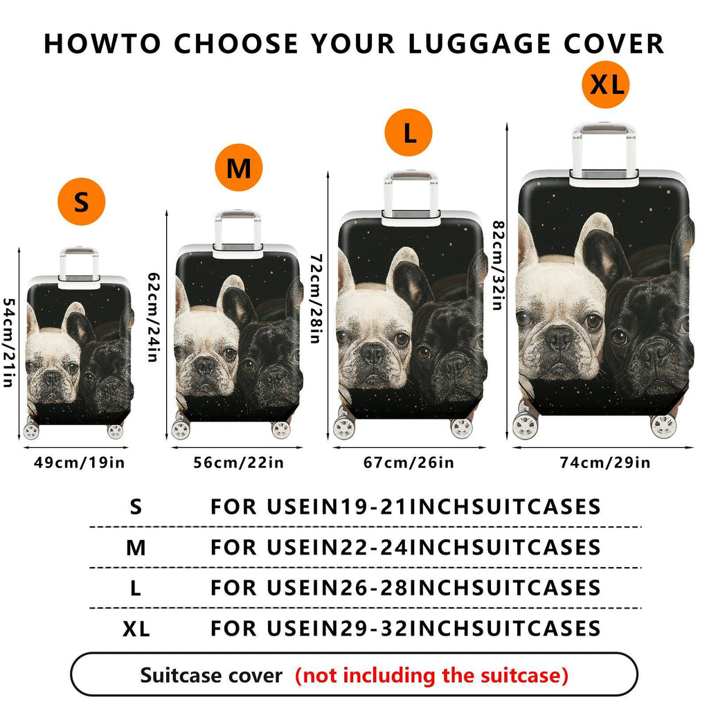 1-Piece Adorable Bulldog Starry Night Pet Lover Cute Dog  Suitcase Luggage Cover, Stretch Protective Sleeve