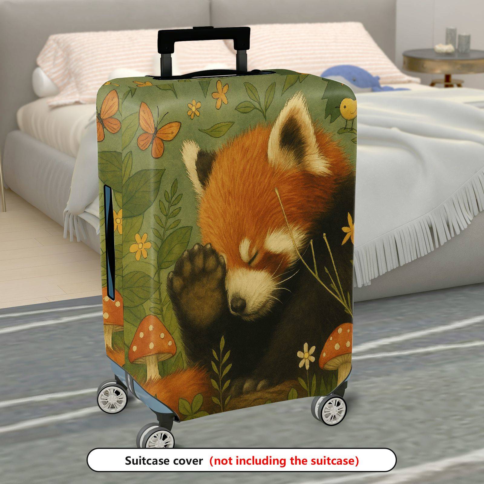 1-Piece Red Panda Forest Nature Floral Animal Cute  Suitcase Luggage Cover, Stretch Protective Sleeve