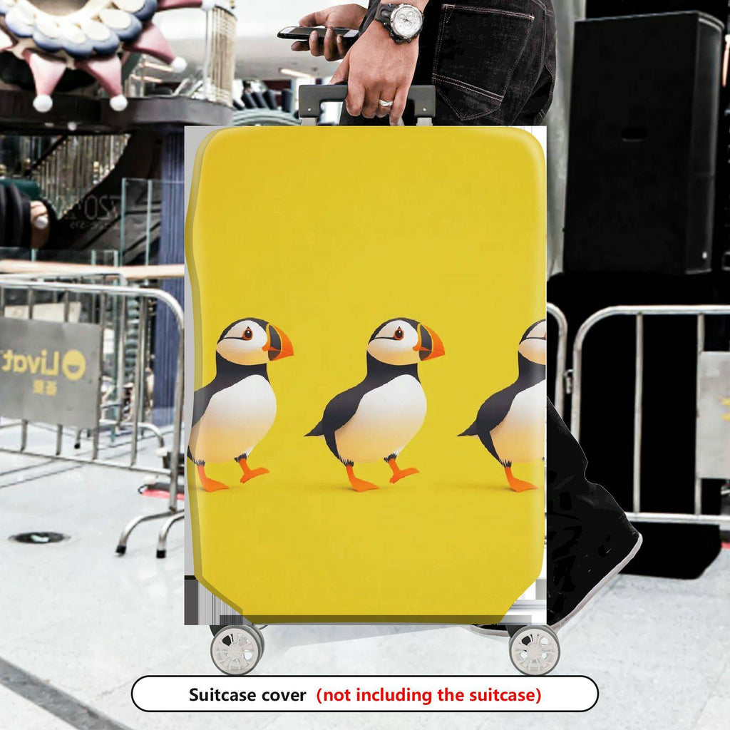 1-Piece Yellow Puffin Bird Animal  Cute Fun  Suitcase Luggage Cover, Stretch Protective Sleeve