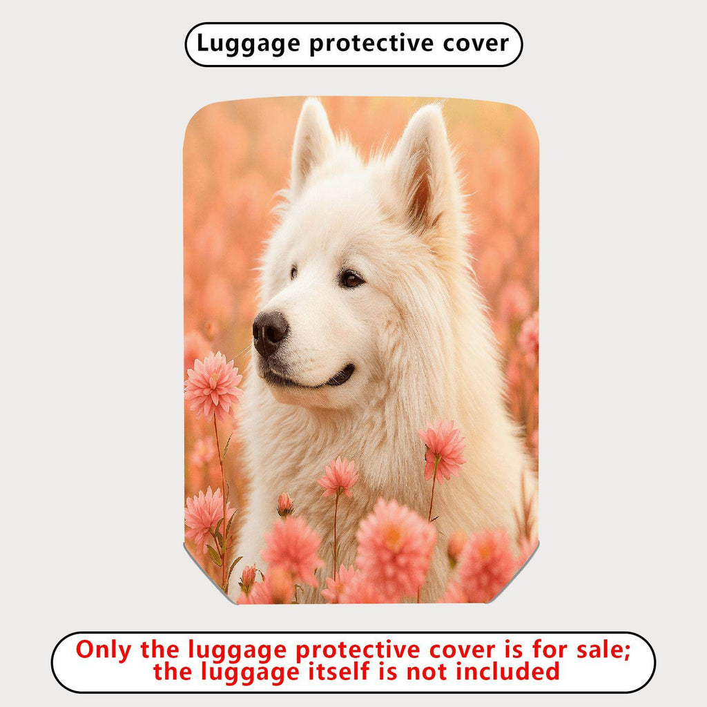 1-Piece Floral Dog Nature Pink Cute Animal  Suitcase Luggage Cover, Stretch Protective Sleeve