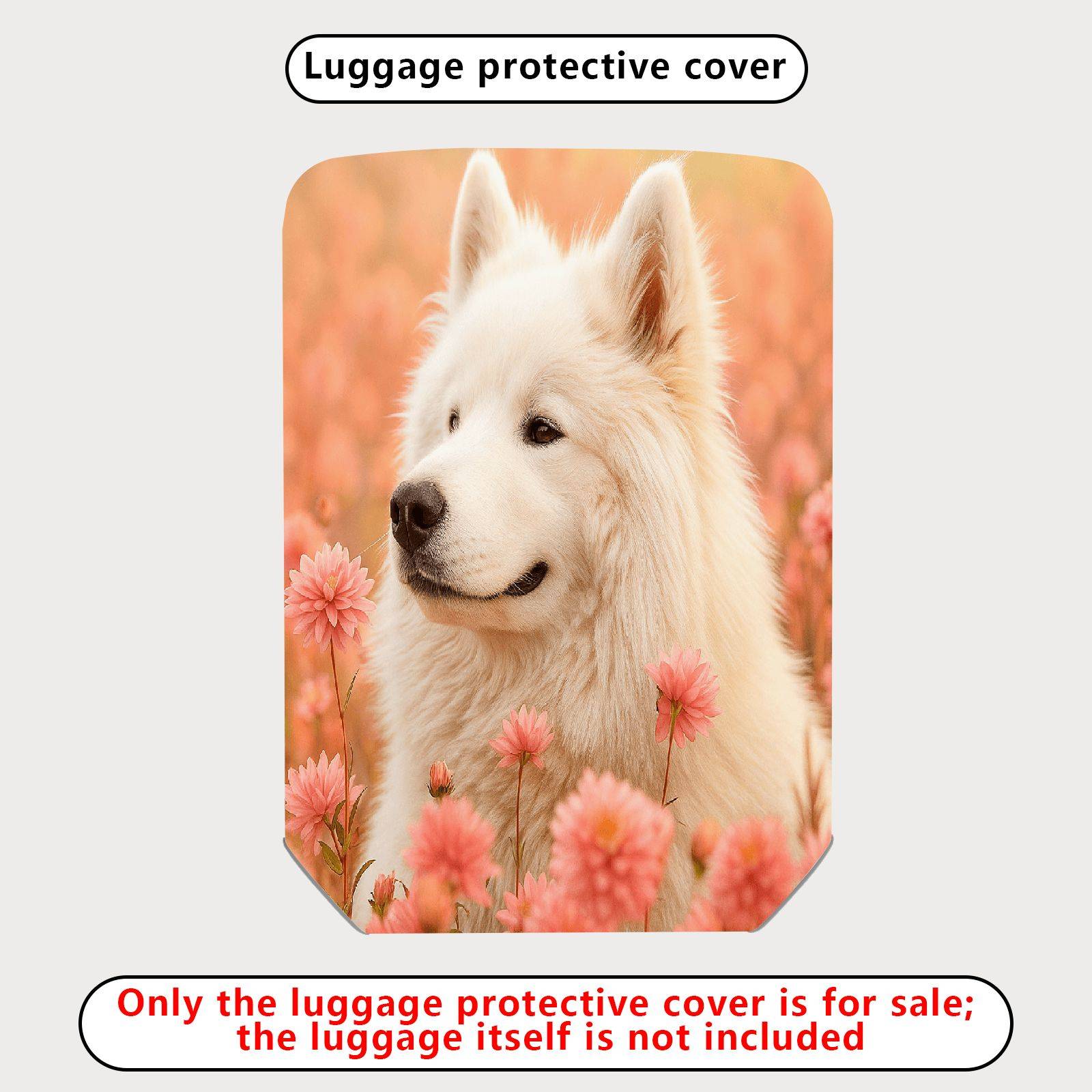 1-Piece Floral Dog Nature Pink Cute Animal  Suitcase Luggage Cover, Stretch Protective Sleeve