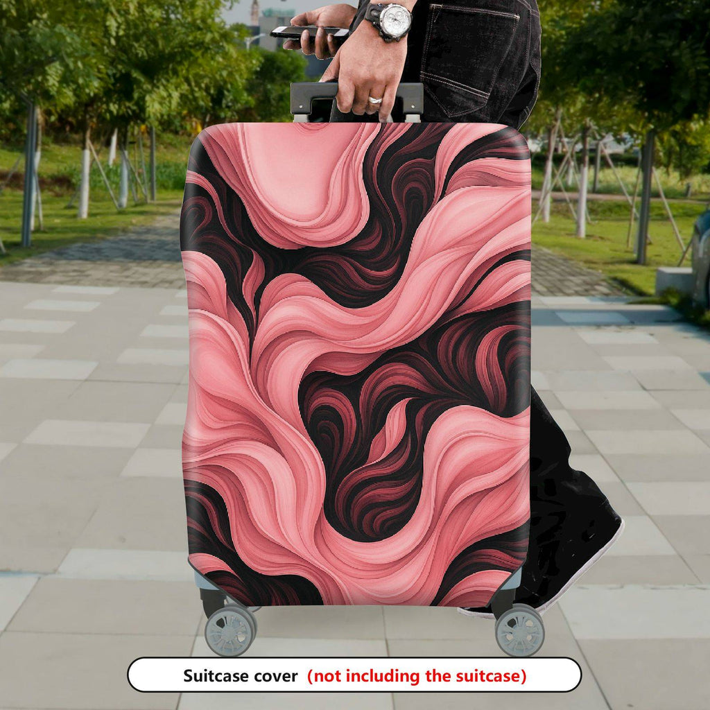 1-Piece Abstract Artistic Flowing Pink Black Swirl  Suitcase Luggage Cover, Stretch Protective Sleeve