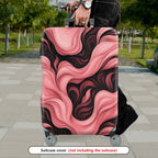 1-Piece Abstract Artistic Flowing Pink Black Swirl  Suitcase Luggage Cover, Stretch Protective Sleeve