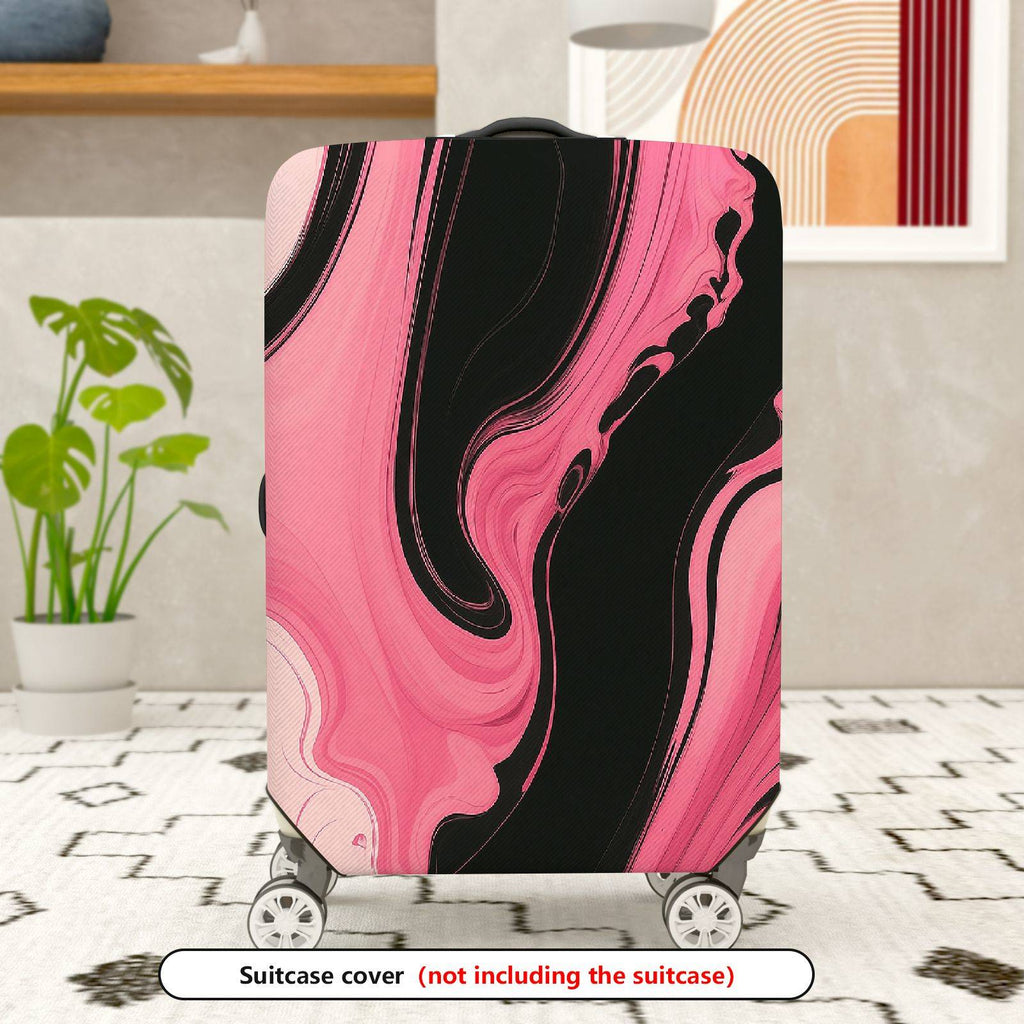 1-Piece Pink Black Abstract Fluid Artistic Modern Stylish  Suitcase Luggage Cover, Stretch Protective Sleeve
