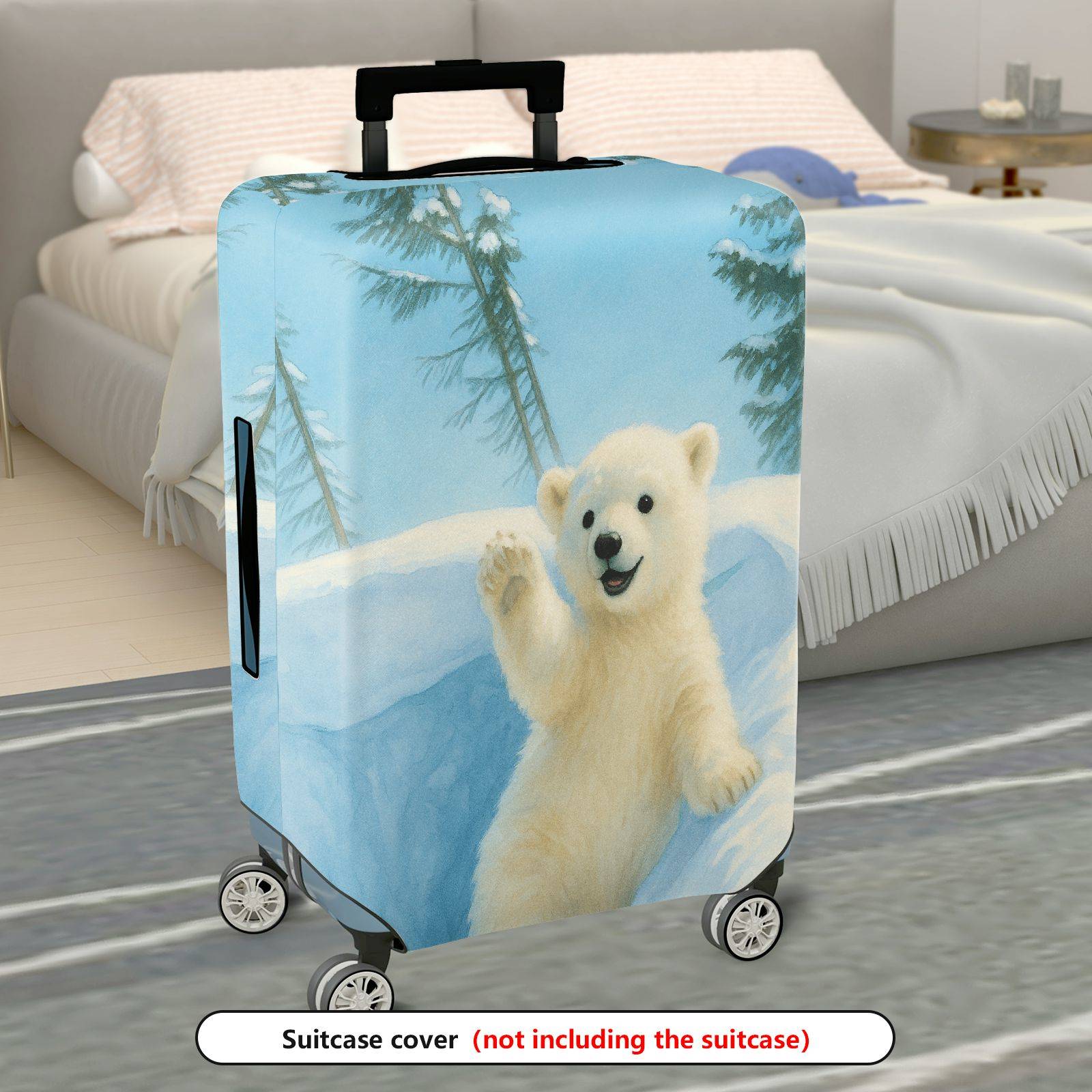 1-Piece Cute Polar Bear Winter Snow Forest Animal  Suitcase Luggage Cover, Stretch Protective Sleeve