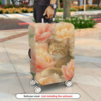 1-Piece Floral Cat Peony Blossom Nature Art  Suitcase Luggage Cover, Stretch Protective Sleeve