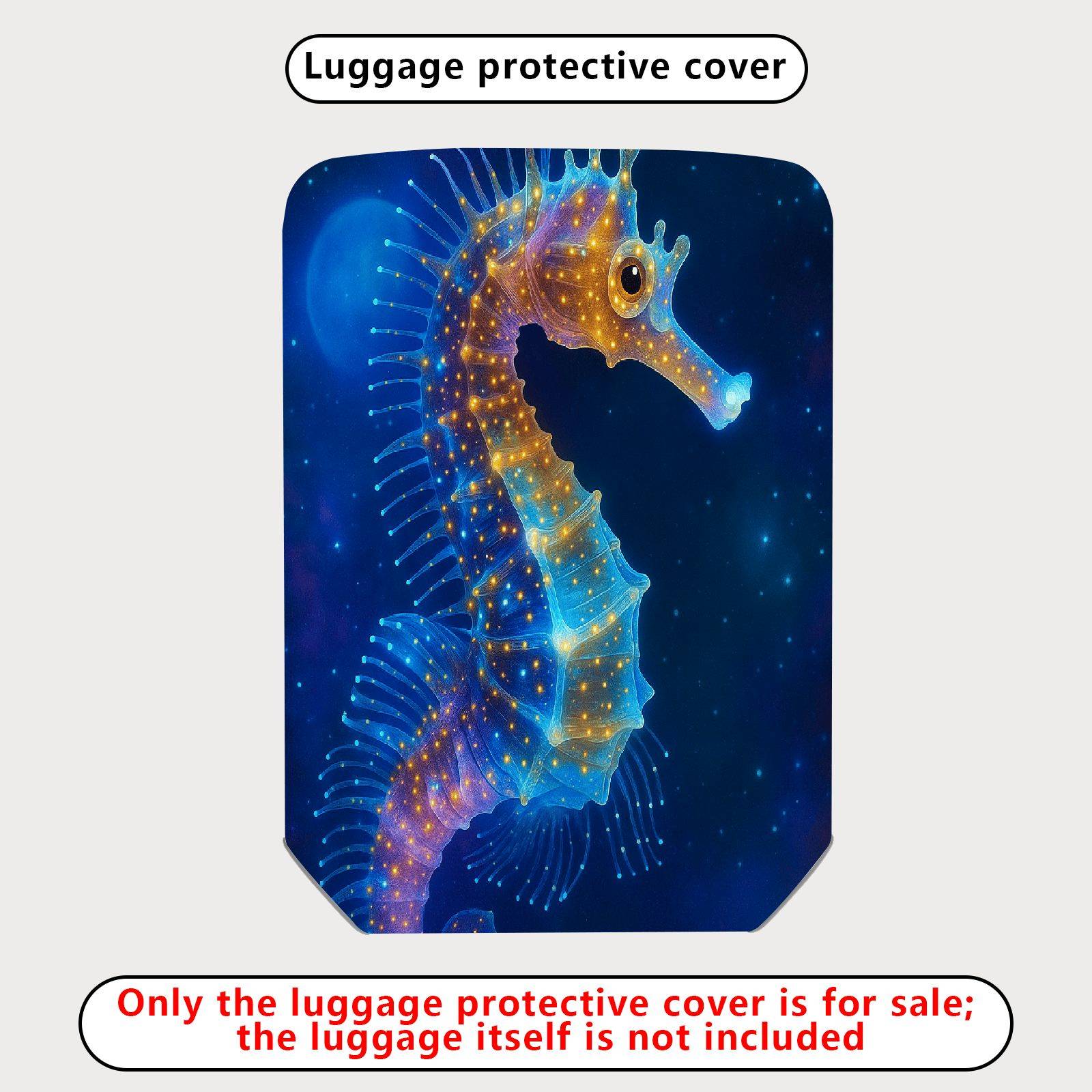 1-Piece Glowing Seahorse Ocean Starry Night Cosmic Artistic Fantasy  Suitcase Luggage Cover, Stretch Protective Sleeve
