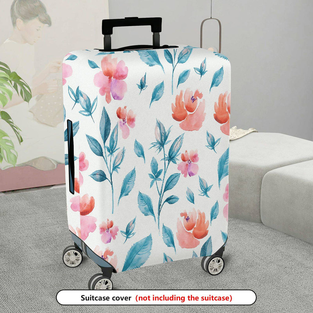 1-Piece Floral Watercolor Artistic Bright Colorful Elegant Travel  Suitcase Luggage Cover, Stretch Protective Sleeve
