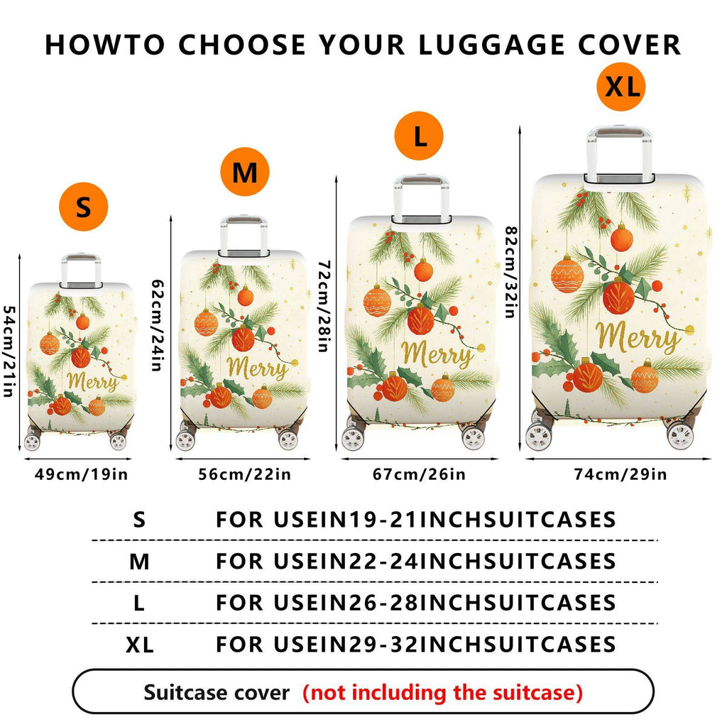 1-Piece Christmas Holiday Pine Ornament Merry  Suitcase Luggage Cover, Stretch Protective Sleeve