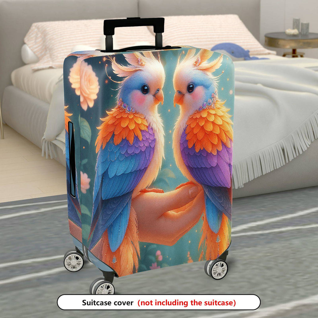 1-Piece Painted Feather Parrot Floral Abstract  Suitcase Luggage Cover, Stretch Protective Sleeve