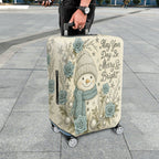 1-Piece Snowman Winter Holiday Christmas Floral Star  Suitcase Luggage Cover, Stretch Protective Sleeve