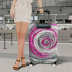 1-Piece Abstract Swirl Pink Gray Artistic Spiral  Suitcase Luggage Cover, Stretch Protective Sleeve