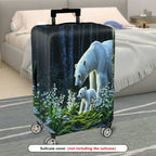 1-Piece Nature Forest Polar Bear Floral Green  Suitcase Luggage Cover, Stretch Protective Sleeve