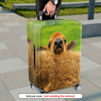 1-Piece Cute Animal Sheep Green Grass Scenic Fun  Suitcase Luggage Cover, Stretch Protective Sleeve