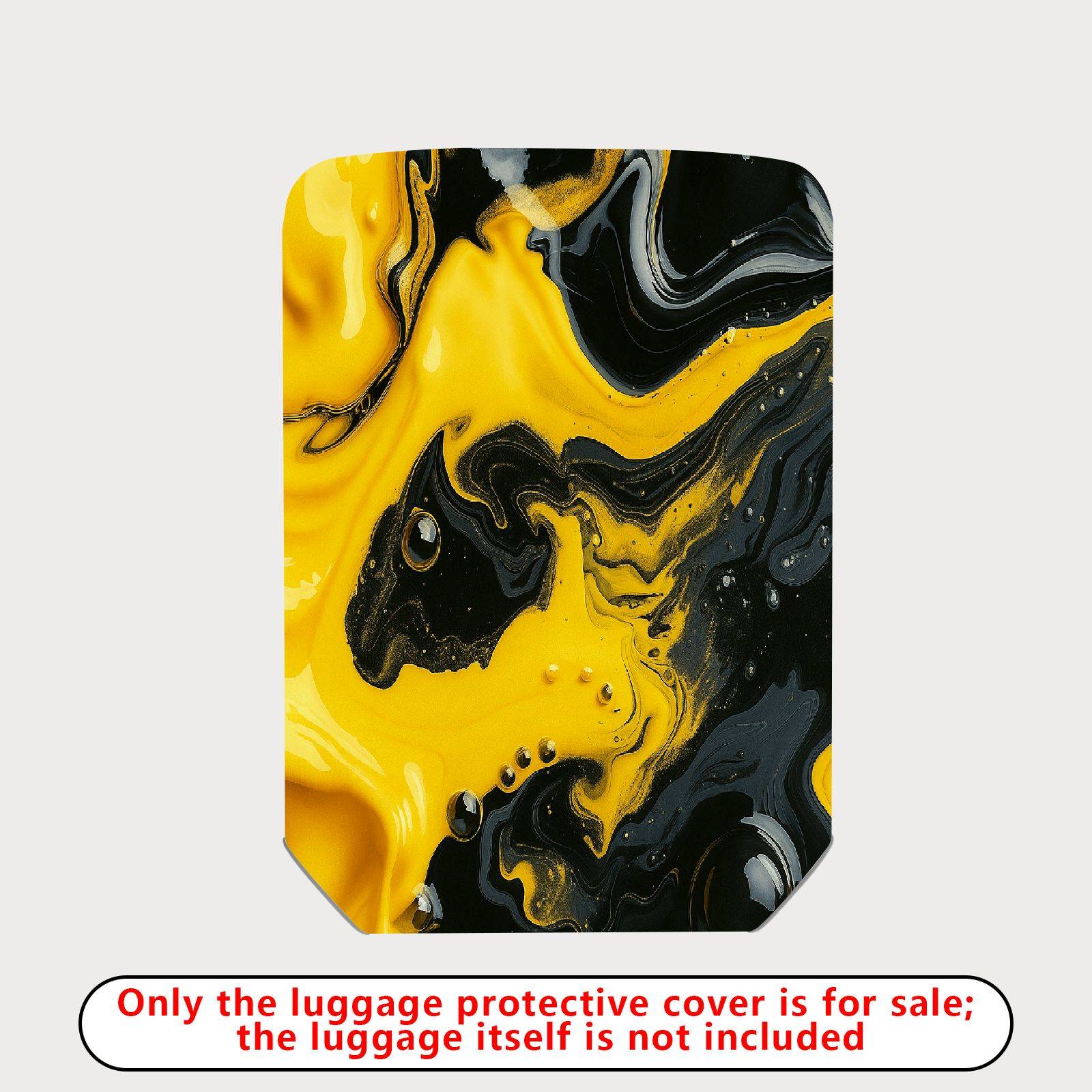 1-Piece Abstract Swirl Yellow Black Marble Art  Suitcase Luggage Cover, Stretch Protective Sleeve