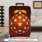 1-Piece Gold Star Ornament Christmas Bow Festive Holiday  Suitcase Luggage Cover, Stretch Protective Sleeve